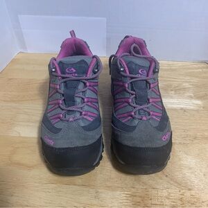 Clorts Uneebtex Suede Leather Waterproof Hiking Trail‎ Shoe Wms US 8.5 Gray/Pink